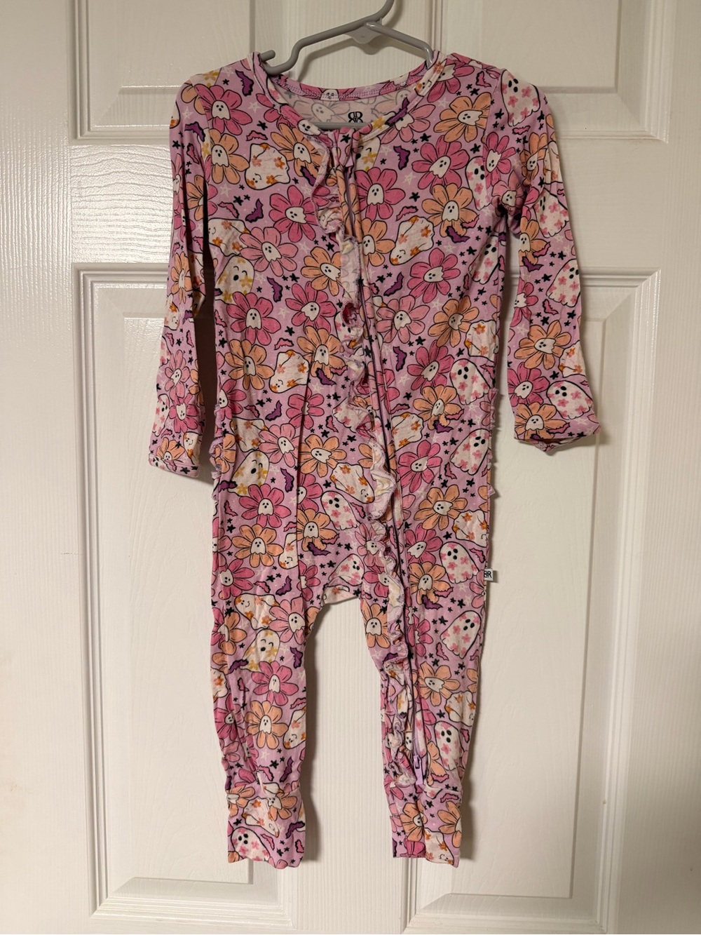 Pink Floral Ghost Kids One-Piece Bamboo Romper